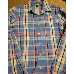 Prince & Fox Women’s Large Plaid Button Up Shirt Blue Pink Long Sleeve Casual
